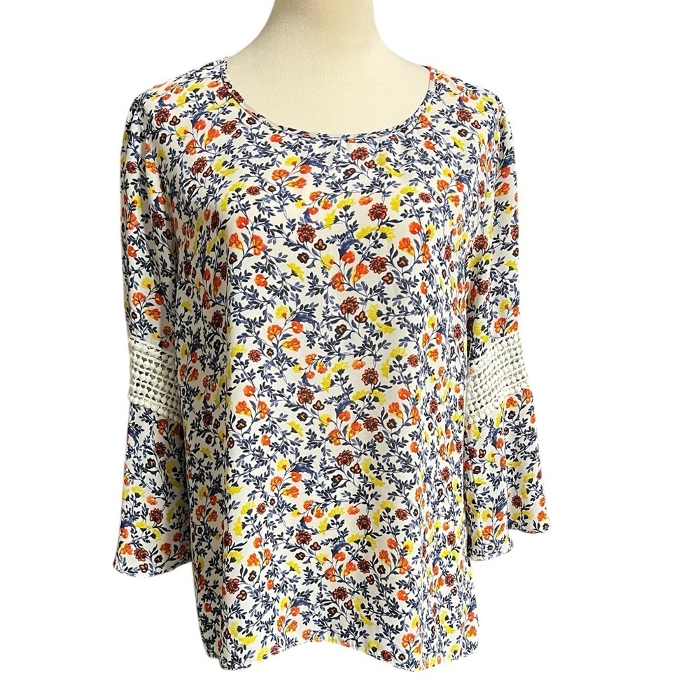 Cato Floral Blouse with Crochet Detail